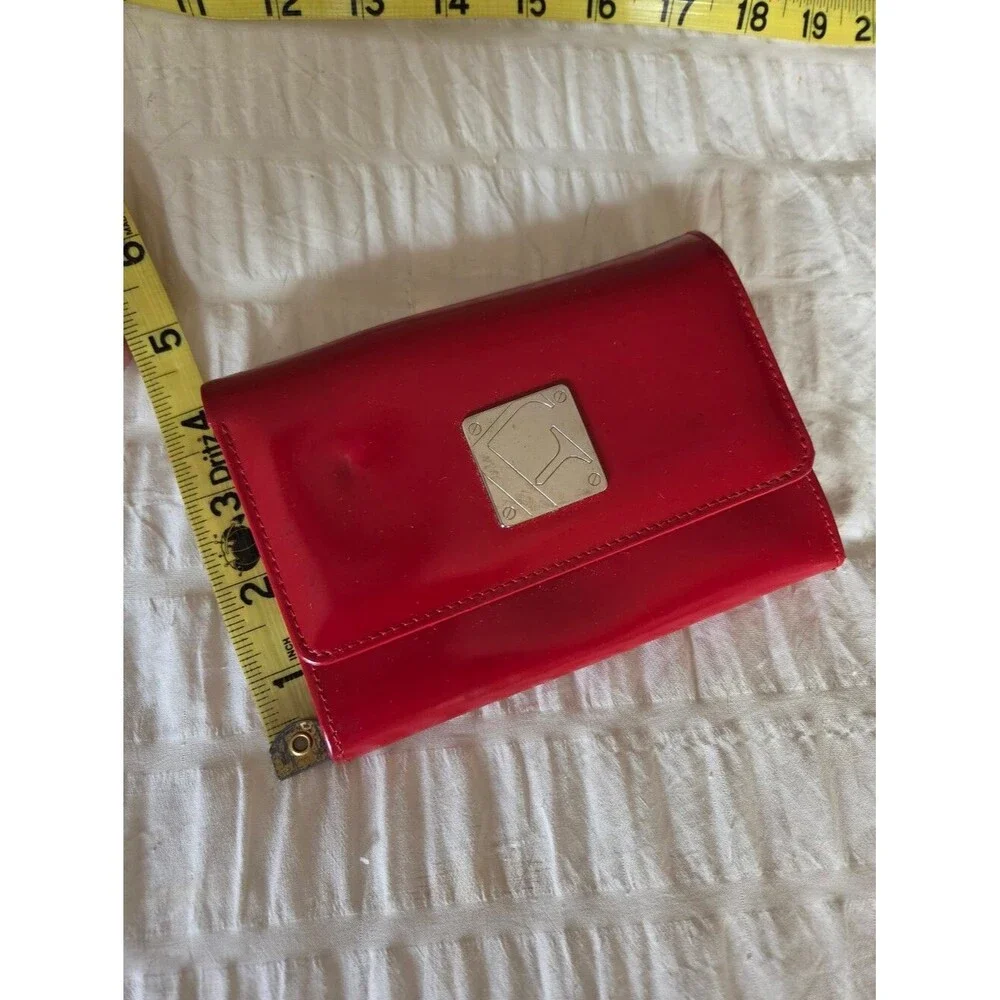 furla red leather continental wallet clutch made in italy snap closure